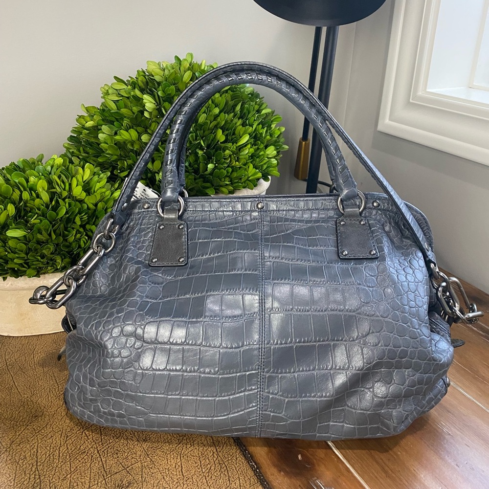 Coach Rare Sadie Exotic Croc Embossed and Suede Large Satchel - Picture 7 of 17